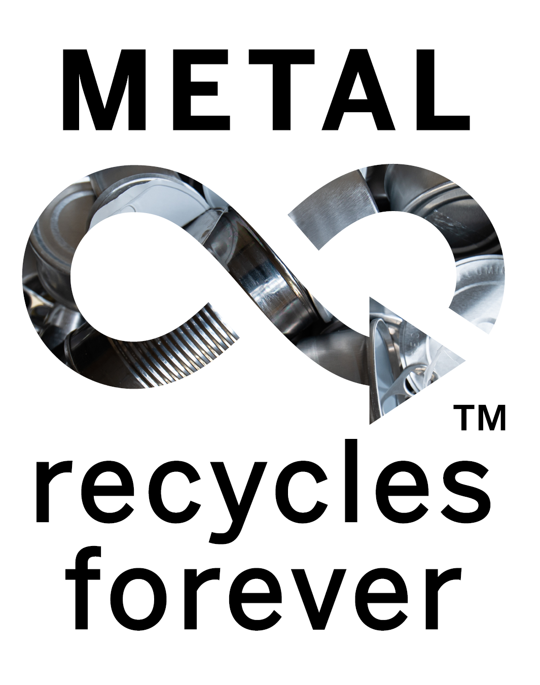 Image of metal recycles forever symbol.