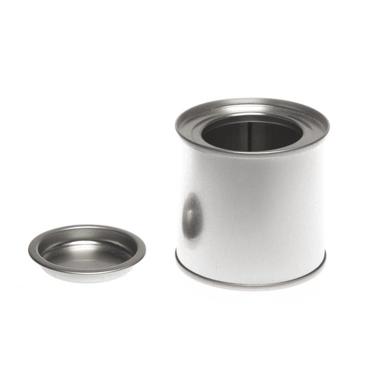 Silver Round Paint Pot Style Tin T0664 - Tinware Direct
