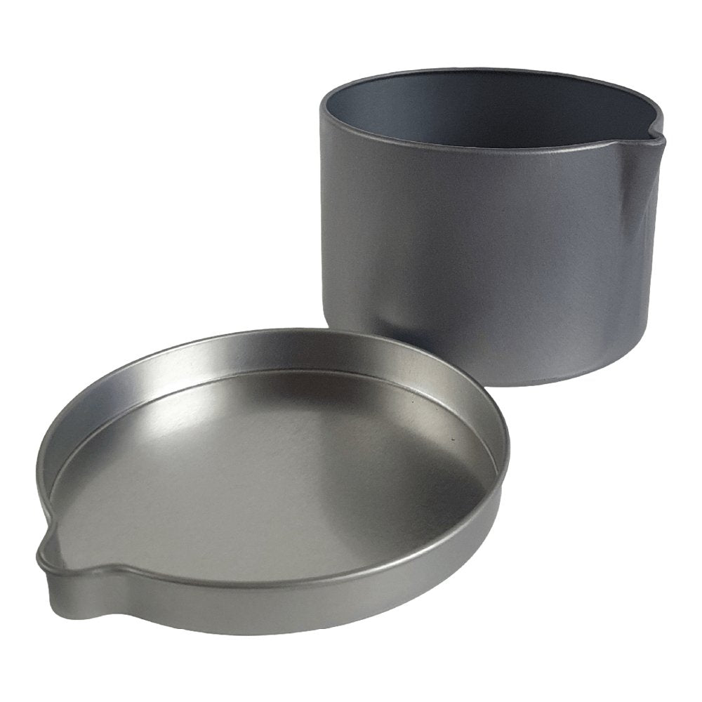 Silver Round Seamless Tin with Pouring Spout and Slip Lid T0796 - Tinware Direct